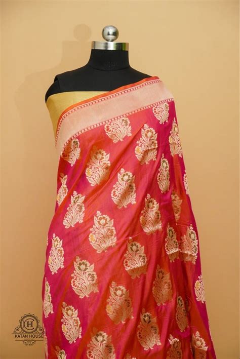 Wedding Wear Red 5 5m Pure Handloom Katan Silk Saree 5 5 M Separate