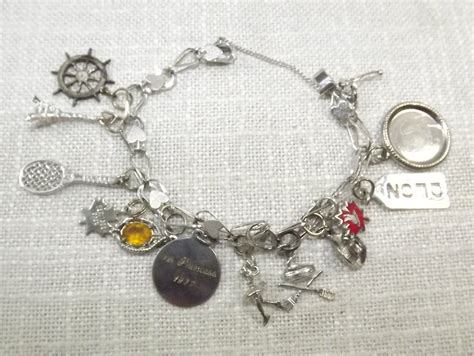 Vintage Sterling Silver Charm Bracelet With 12 Interesting Etsy