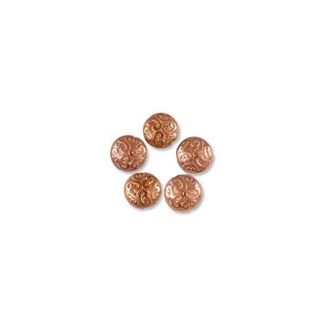 Czech Pressed Glass Button Bead 13mm Copper 1 Pc