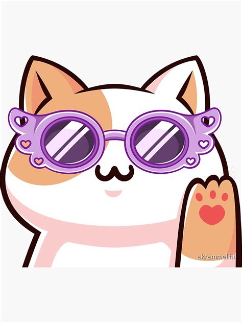 Funny Cat Face With Funky Glasses Sticker For Sale By Akrammelihi