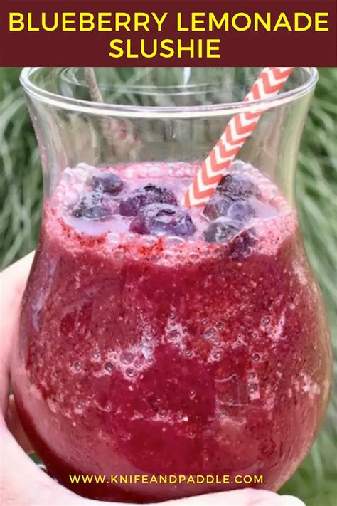 Boozy Blueberry Lemonade Slushie •