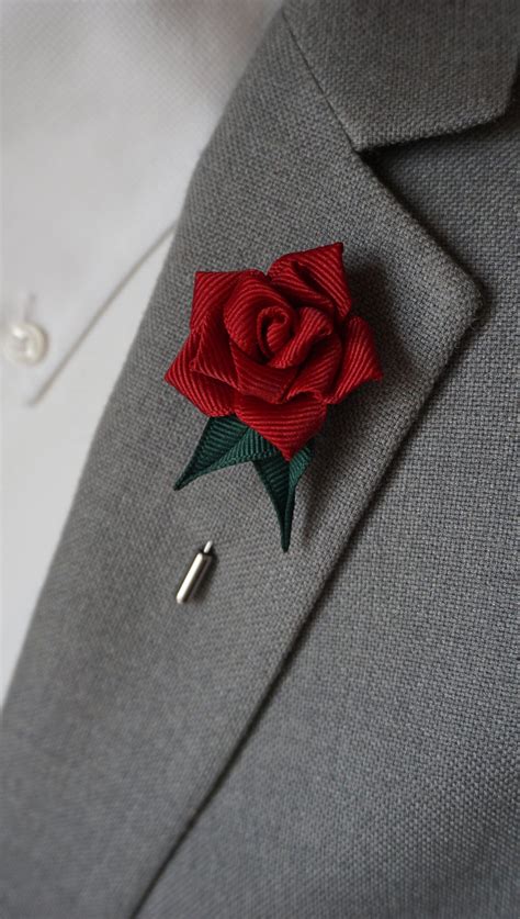 Rose Lapel Pin Wedding Boutonniere Flower Lapel Pin Etsy Flower