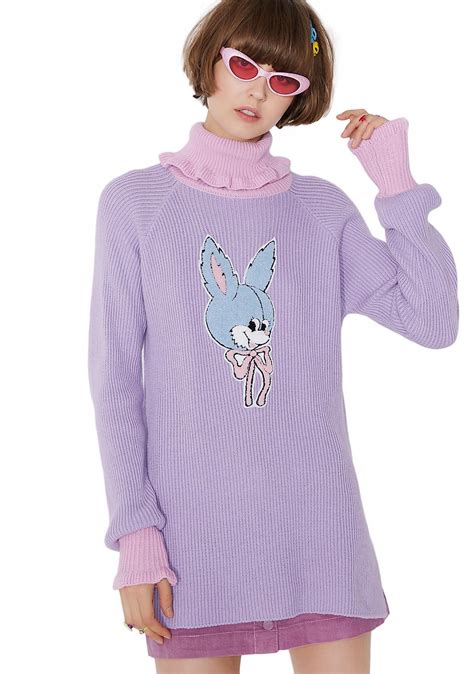 Blue Bunny Sweater Blue Knit Sweater Sweaters Knit Turtleneck Sweater