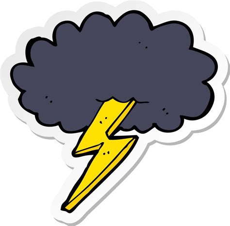 Sticker Of A Cartoon Lightning Bolt And Cloud 10260796 Vector Art At