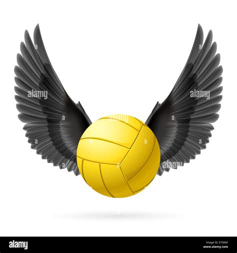 Realistic Volley Ball With Black Wings Emblem Stock Photo Alamy