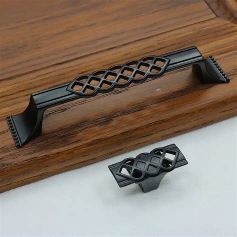 Vintage Black Weave Pattern Door Handle Drawer Pulls Dresser Handle