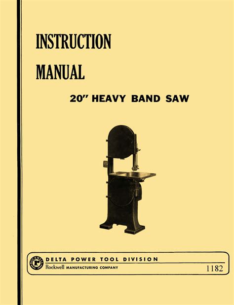 Rockwell Cresent Heavy Duty 20 Band Saw Operators And Parts Manual