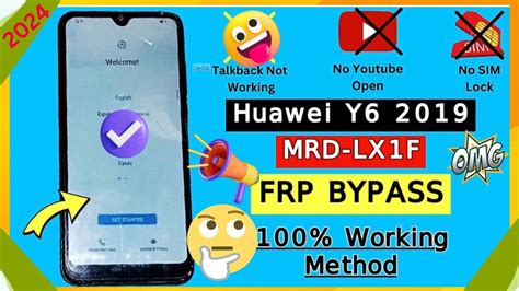 Huawei Y6 2019 FRP Bypass Huawei MRD LX1F Frp Bypass Google Account