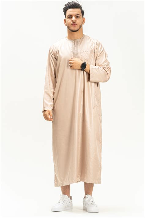 Classic Brothers Satin Effect Thobe Qamees Nude Ina Collection