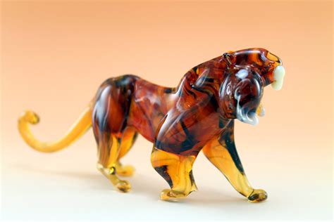 Glass Tiger Art Glass Home Decor Glass Tiger Fused Glass Tiger Etsy