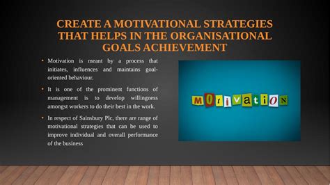 Motivational Strategies For Organizational Goal Achievement Sainsbury Plc