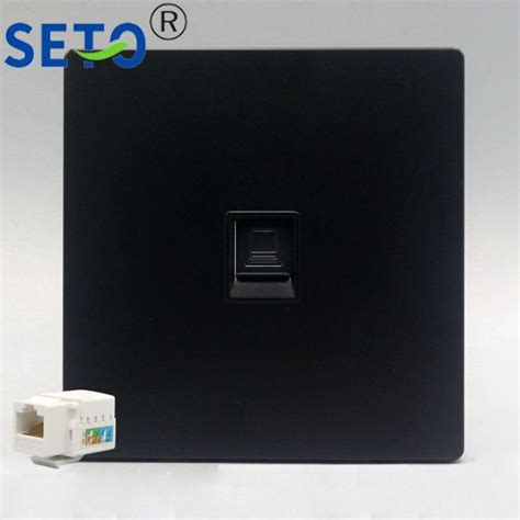 Seto 86 Type Rj45 Cat6 Gigabit Network Lan Outlet Black Wall Plate Socket Keystone Faceplate