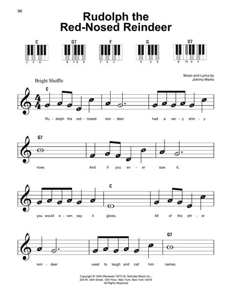 Rudolph The Red Nosed Reindeer Super Easy Piano Print Sheet Music