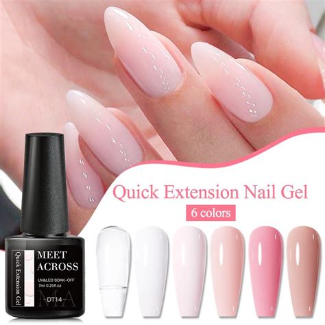 MEET ACROSS Acrylic Extension Nail Gel Quick Building Gel Polish Clear Pink Nude Nail UV Gel