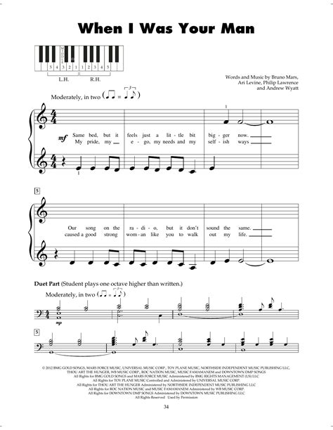 Bruno Mars When I Was Your Man Sheet Music