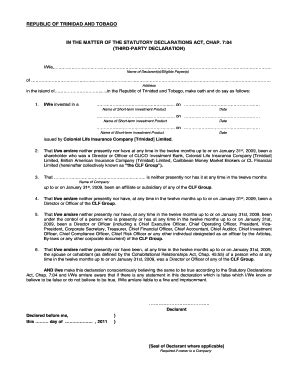 Statutory Declaration Form Fill And Sign Printable Template Online