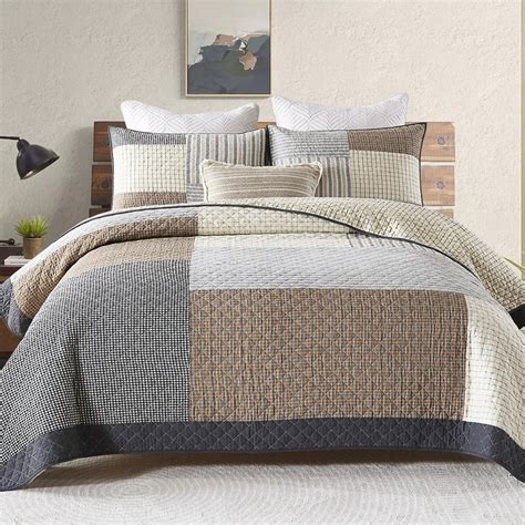 Bedduvit King Size Quilt Sets 100 Cotton Lightweight Reversible Real Patchwork Plaid 3