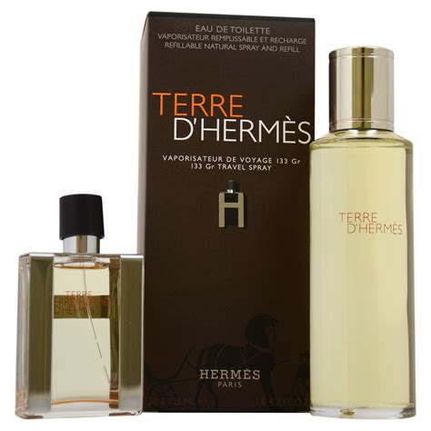 Hermes Terre D By For Men 2 Pc T Set 42oz Pure Perfume Refill Splash 1oz Pure Perfume Spray