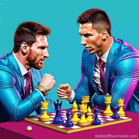 Celebrity Chess Match Messi Vs Ronaldo Stable Diffusion Online