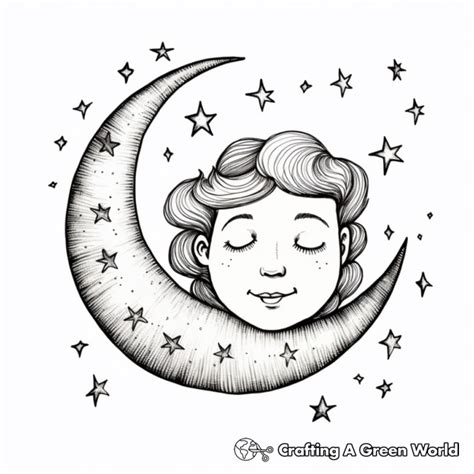 Crescent Moon Coloring Pages Free Printable