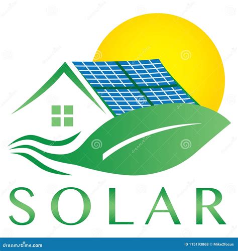 Solar Electricity Energy Powered House Logo Icon Stock Vector