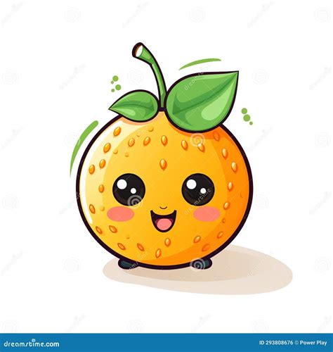 Cute Kawaii Orange Fruit Character Vector Illustration Isolated On A