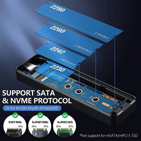 Dual Protocol M 2 Sata Nvme Enclosure Adapter M2 Ssd Case Nvme External Case Usb C 3 2 Gen2 10gb