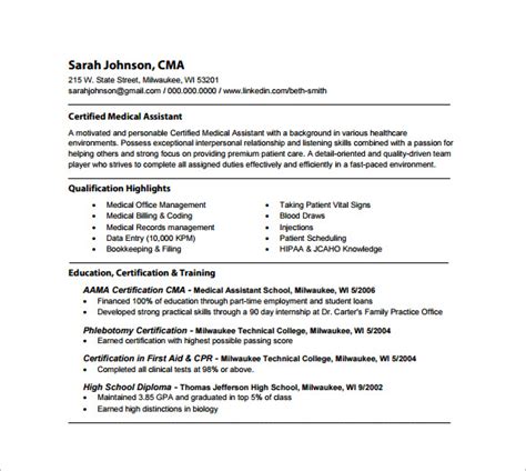 24 Best Medical Assistant Sample Resume Templates Wisestep