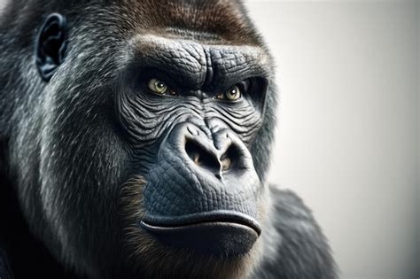 Premium Photo | A gorilla with a black nose and a yellow nose.