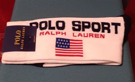 Ralph Lauren Polo Sport Usa American Flag Logo Crew Cut Socks New With