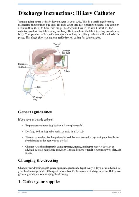 Text Discharge Instructions Biliary Catheter HealthClips Online