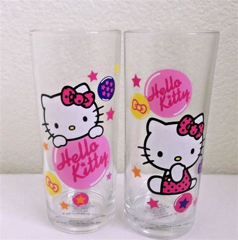 Hello Kitty Sanrio Tall Drinking Glasses Set Of 2 Hello Kitty Tall Drinking Glasses Drinking