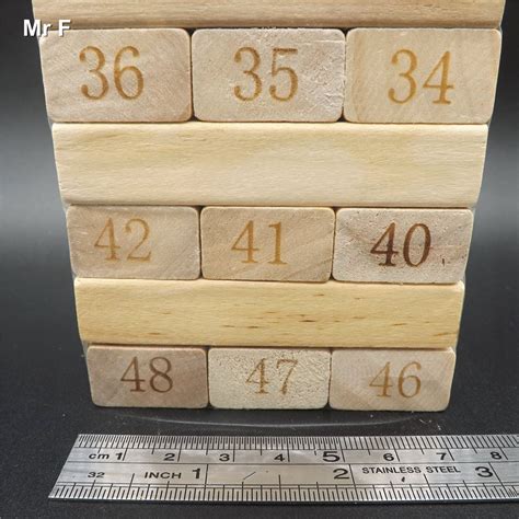 48 Number Jenga Blocks Stack Up Giant Premium Hardwood Game Play With