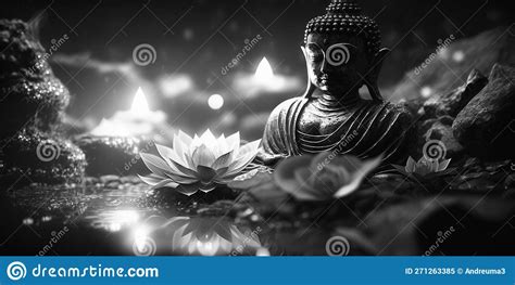 Zen Garden with Buddha Statue Stock Illustration - Illustration of ...