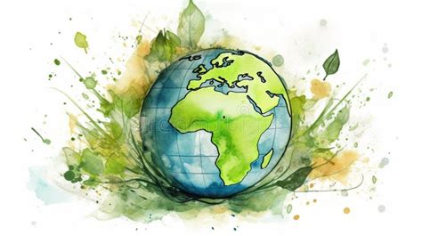 A Watercolor Painting of the Earth Save the World Stock Illustration ...