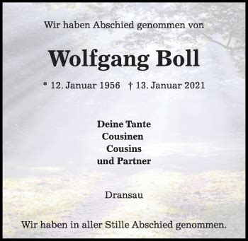 Traueranzeigen Von Wolfgang Boll Trauer Anzeigen De