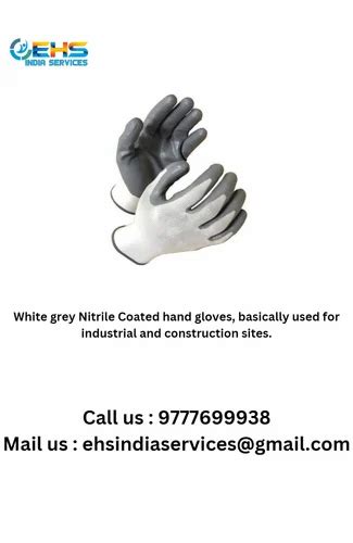 EISOL Dunzo White Grey Nitrile Coated Gloves Powder Free At Rs 26 Pair