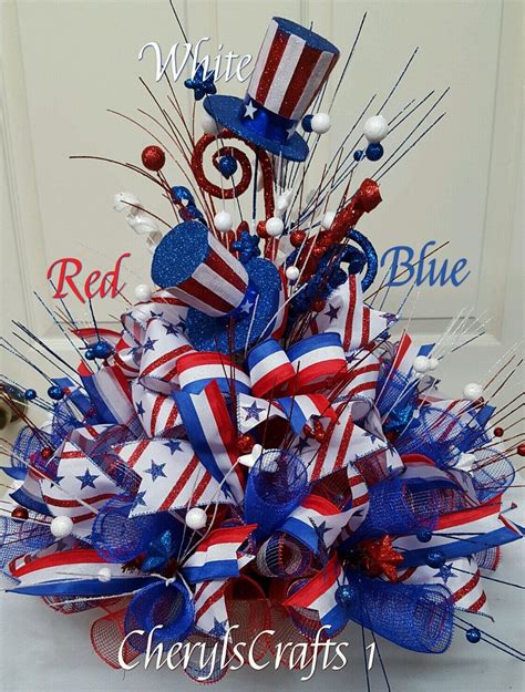 Red White Blue Centerpiece Patriotic Centerpiece July 4th Tablepiece