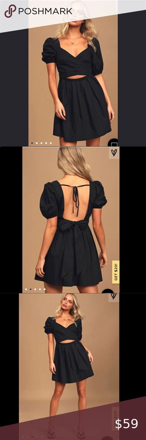 Nwt Lulus Black Puff Sleeve Backless Dress Now Available Lulus