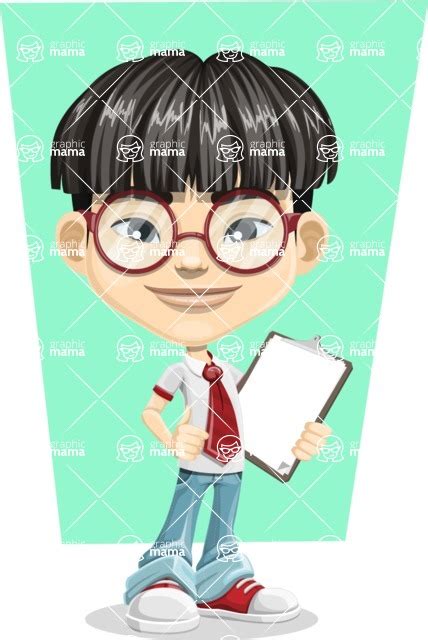 Asian School Boy Cartoon Vector Character Shape 6 Graphicmama