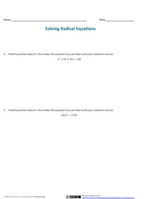 Solving Radical Expressions Worksheet Fill Online Printable