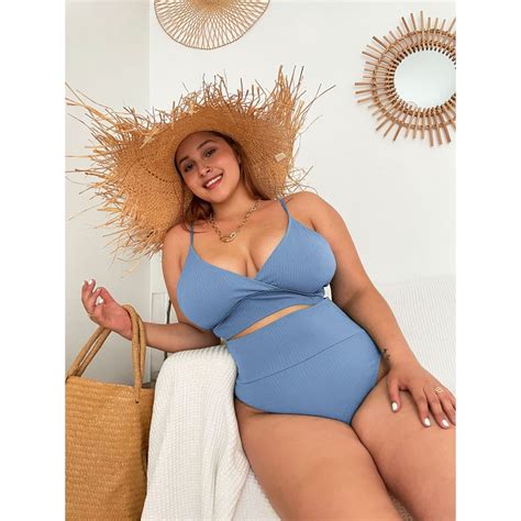 BBB Women Plus Size Swimsuit Straps High Waist Sexy Fat Girl Bikini