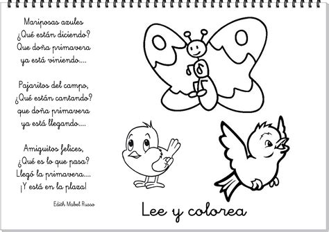 Para Tus Pequeños El Día De La Primavera Para Colorear Poemas De Primavera Para Niños Poesia