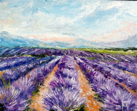 Lavender fields Painting by Marina Gaidar - Jose Art Gallery