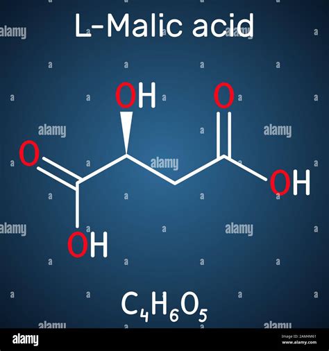 Malic Acid C4h6o5 Molecule Is Dicarboxylic Acid Structural Chemical