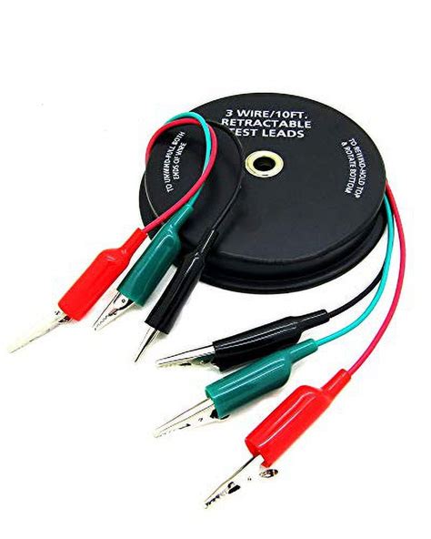 3 Wire Retractable Test Leads With Alligator Clips 18 AWG Test Leads