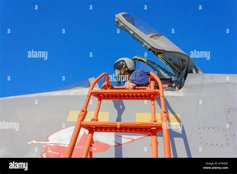 Military pilot in the cockpit of a jet aircraft Stock Photo - Alamy