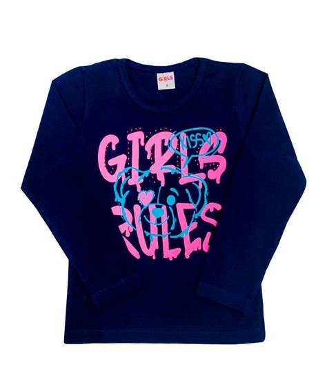 Blusa Menina Manga Longa Girls Rules Girls