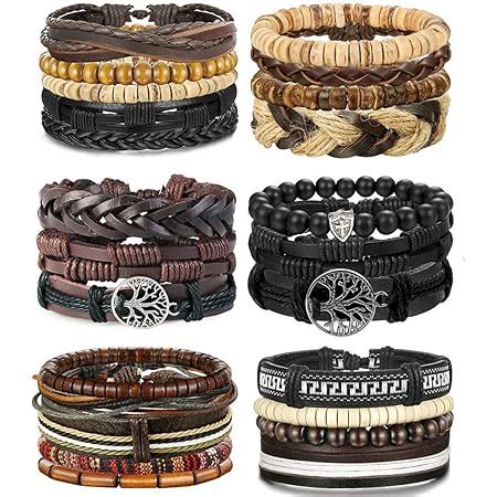 Chriscoco 24 Pcs Braided Bracelets Leather Bracelets For Men Adjustable