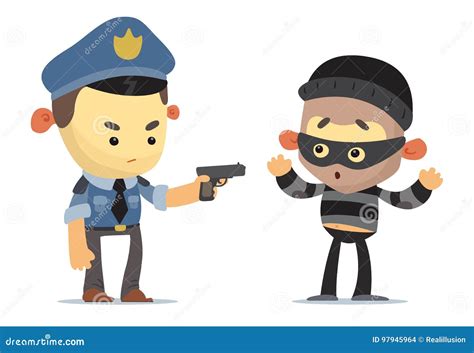 Police And Thief Stock Vector Illustration Of Robber 97945964